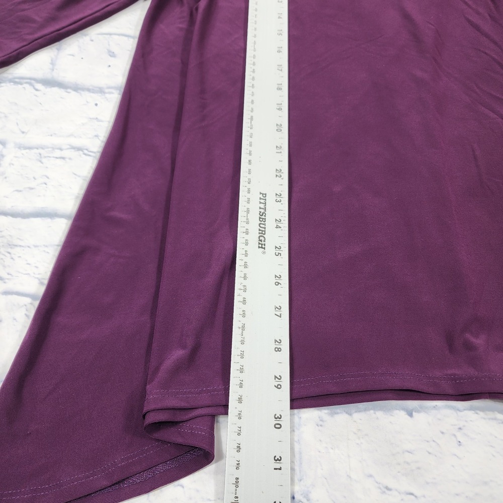 Clara Sun Woo 3/4 Sleeve Shirt WOMENS XL Purple Asymmetric Hem Stretch - Picture 3 of 10